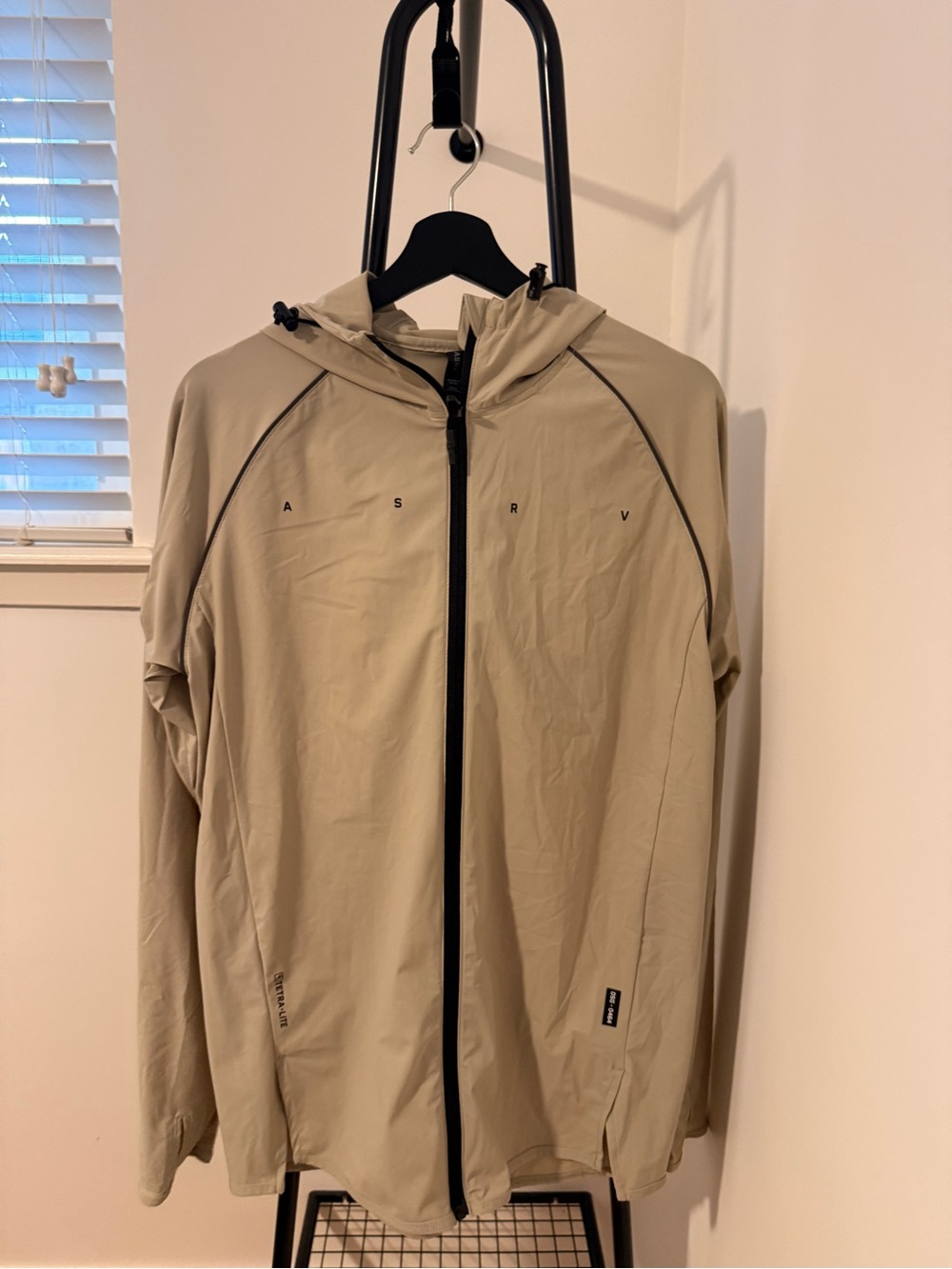 ASRV Men's Beige Hooded Windbreaker Jacket